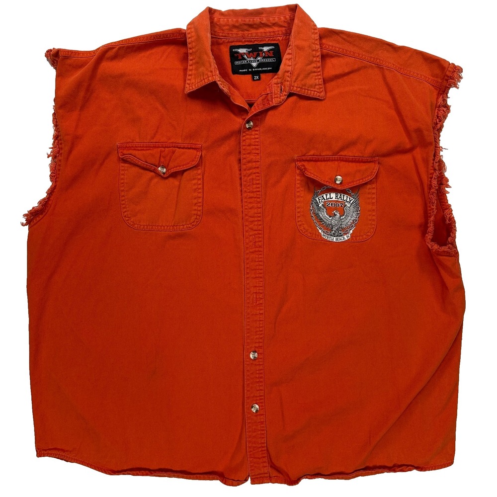 TWIN Motorcycle Apparel Fall Rally 2007 Myrtle Beach SC Biker Shirt 2X Orange